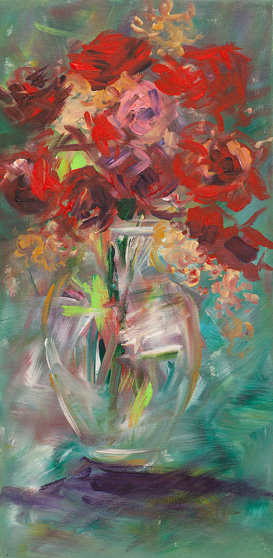 "Vase of Roses Abstract"