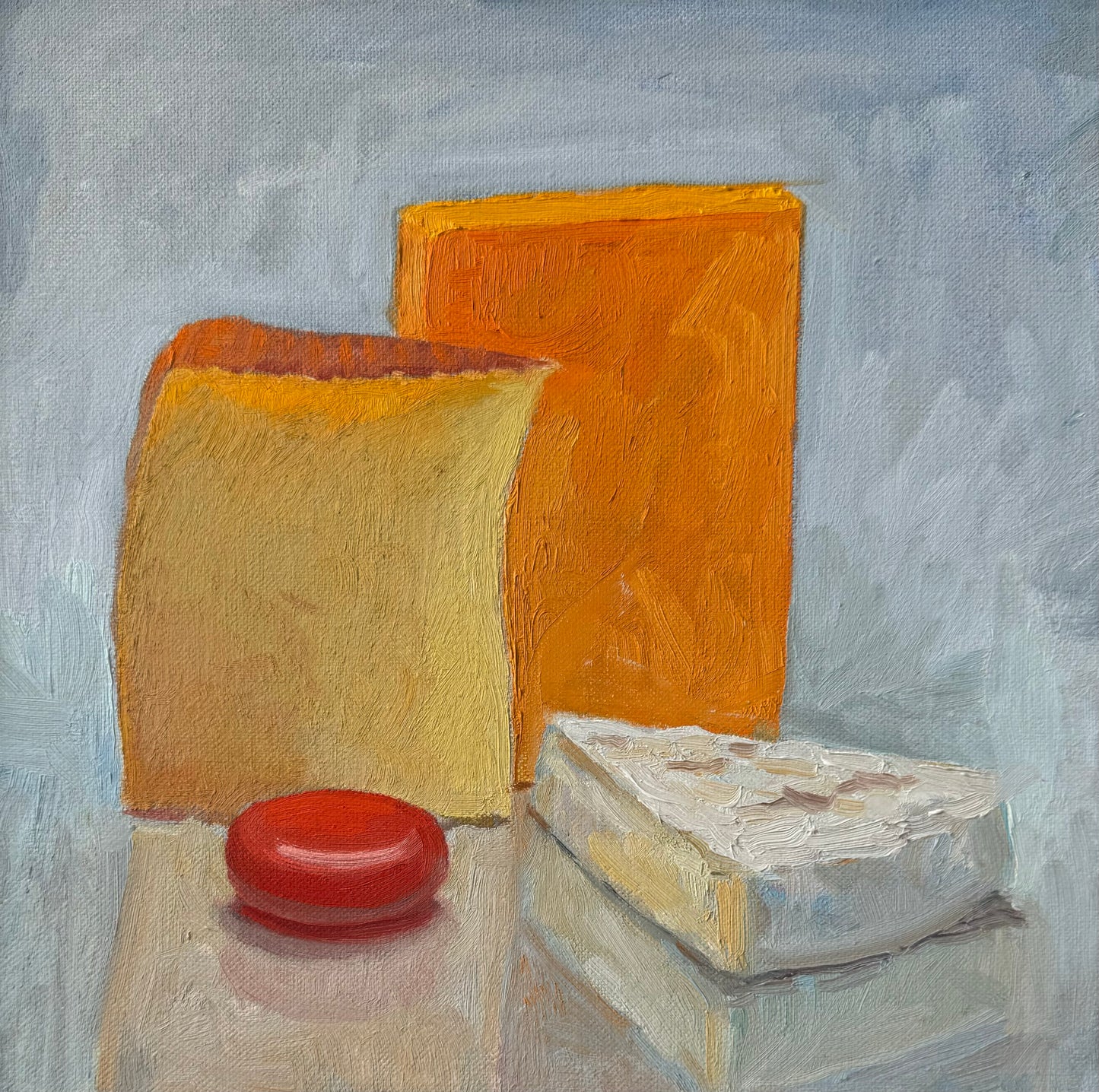 “Manchego, Brie, Babybel, Sharp Cheddar” Original Oil Painting by Bernard Fallon