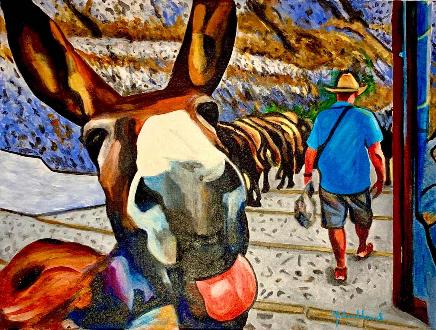 “Portrait of a Donkey”or“Santorini Almost Killed Me”